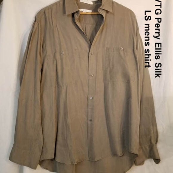 VTG Perry Ellis Silk LS mens shirt - Picture 1 of 7
